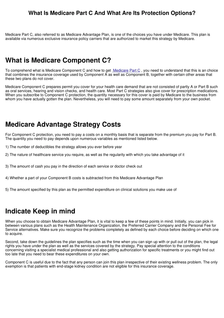 what is medicare part c and what