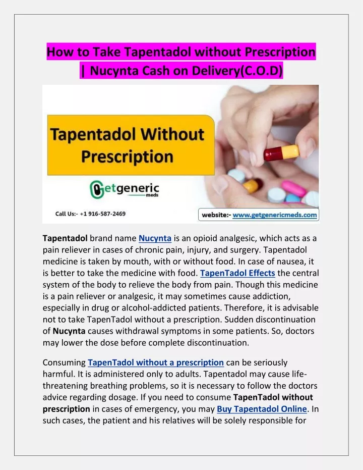 how to take tapentadol without prescription