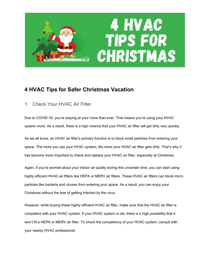 4 hvac tips for safer christmas vacation