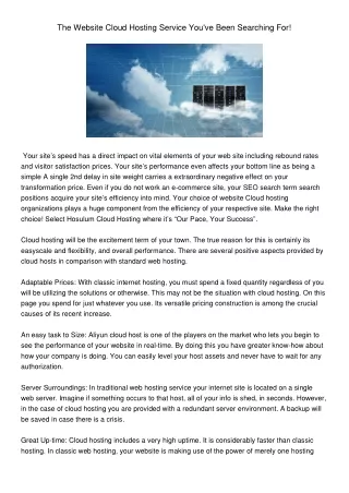 the website cloud hosting service you ve been