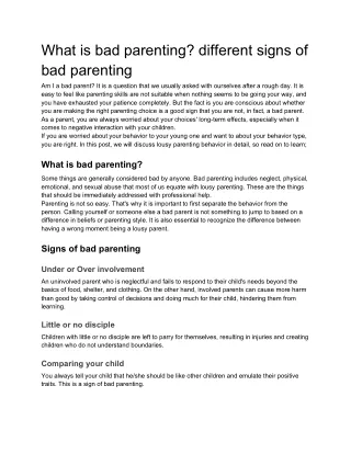 Different signs of bad parenting