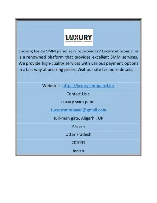 Reseller SMM Panel | Luxurysmmpanel.in