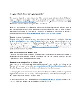 can you inherit debts from your parents this