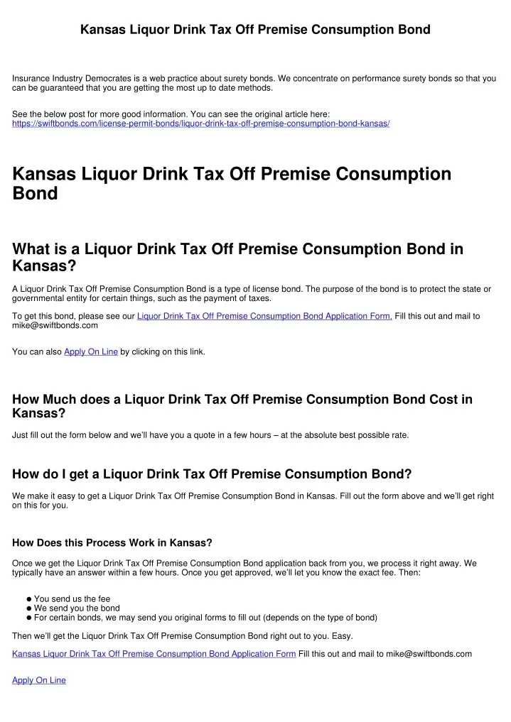 kansas liquor drink tax off premise consumption