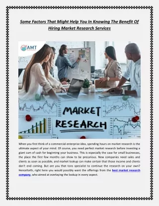 Some Factors That Might Help You In Knowing The Benefit Of Hiring Market Research Services