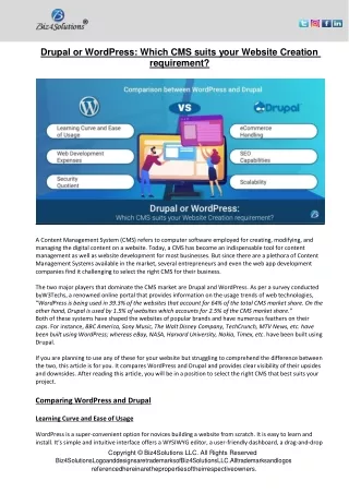 drupal or wordpress which cms suits your website