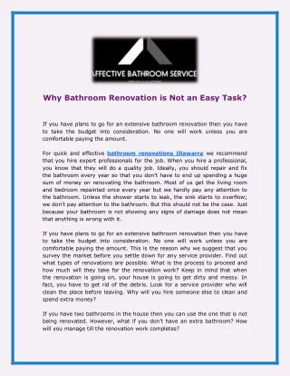 Why Bathroom Renovation is Not an Easy Task?