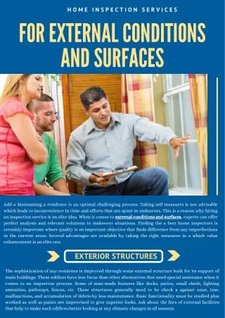 Home Inspection Services for External Conditions and Surfaces