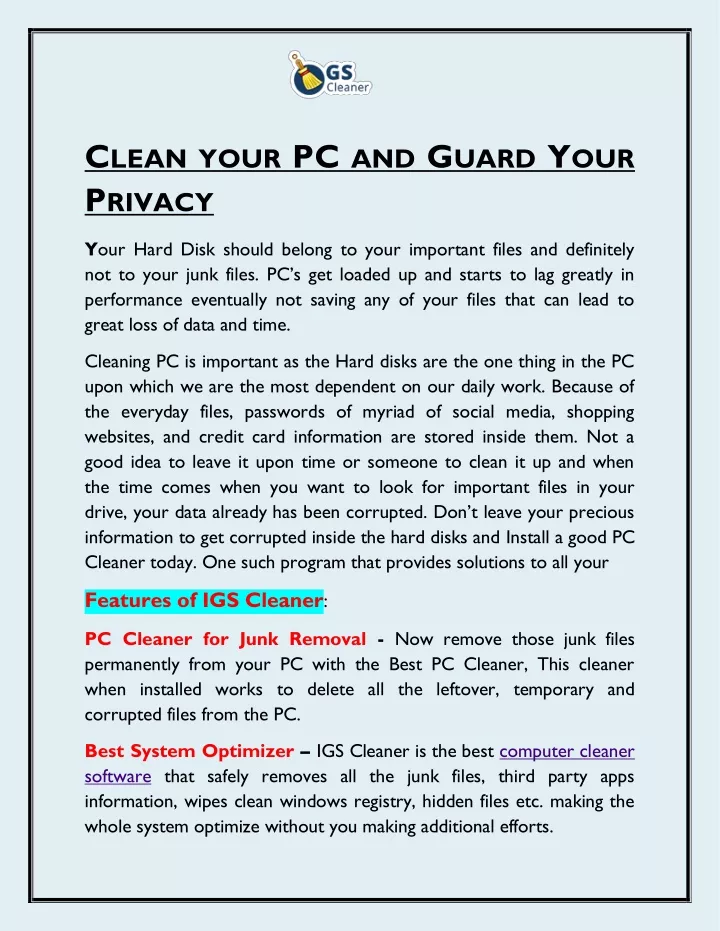 c lean your pc and g uard y our p rivacy