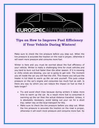tips on how to improve fuel efficiency if your