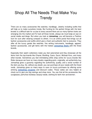 shop all the needs that make you trendy