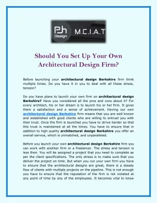 should you set up your own architectural design