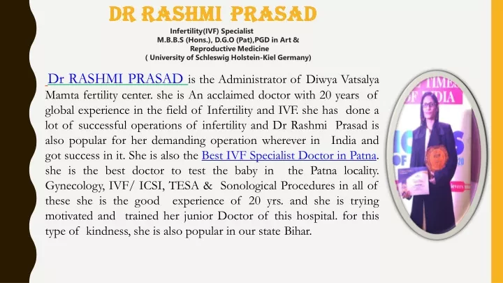 dr dr rashmi rashmi prasad infertility