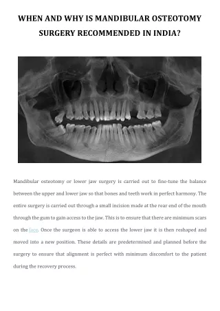when and why is mandibular osteotomy