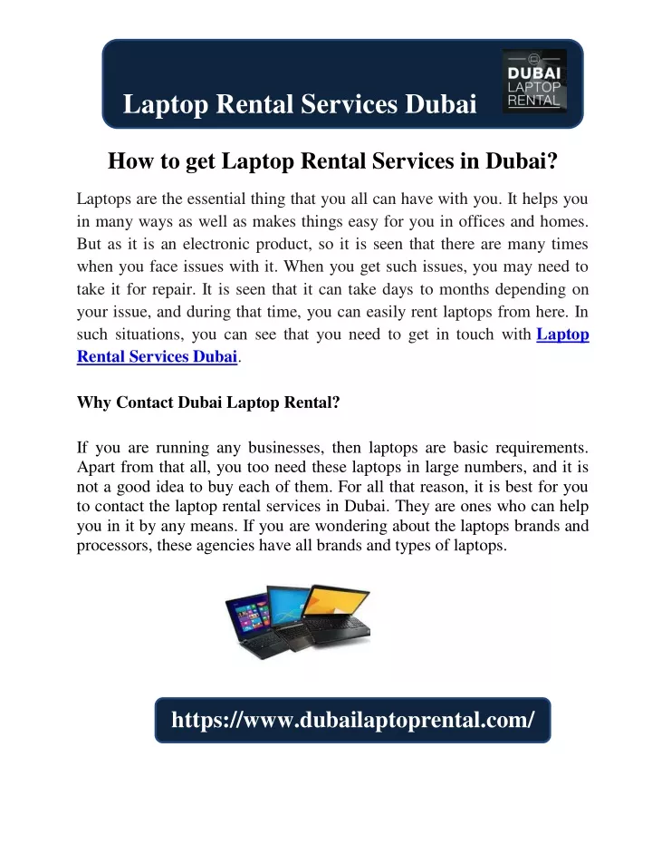 laptop rental services dubai