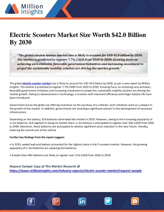 Electric Scooters Market Size Worth $42.0 Billion By 2030