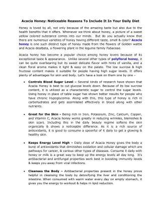 acacia honey noticeable reasons to include