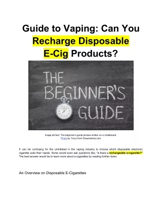 Guide to Vaping: Can You Recharge Disposable E-Cig Products?