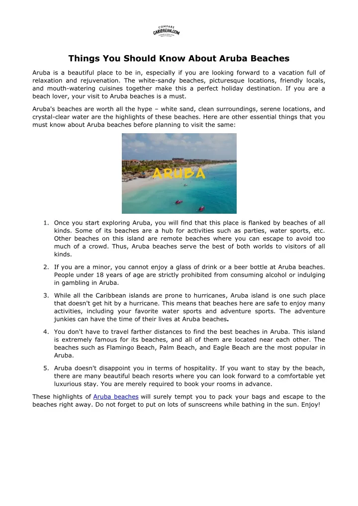 things you should know about aruba beaches