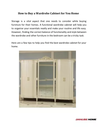 How to Buy a Wardrobe Cabinet for You Home
