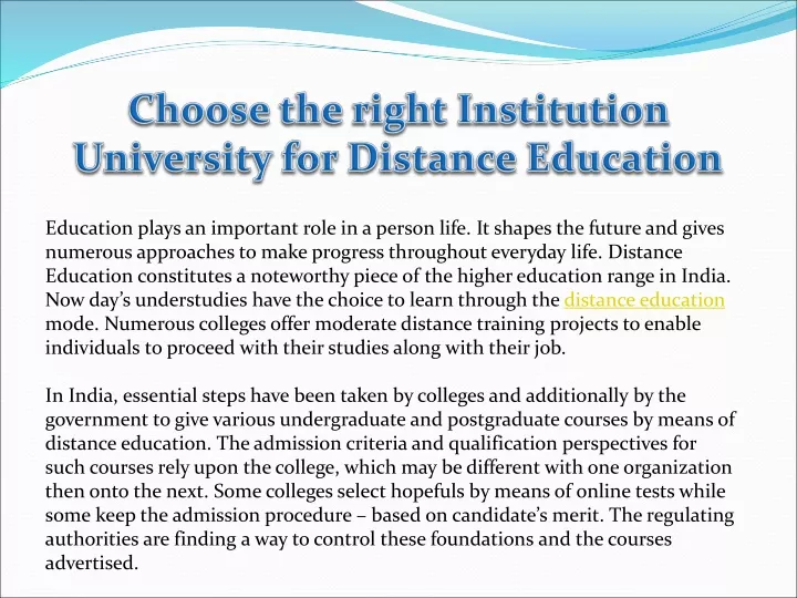 choose the right institution university