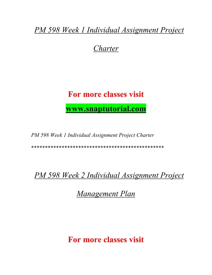 pm 598 week 1 individual assignment project