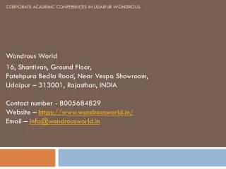 Corporate Academic Conferences in Udaipur Wondrous