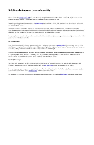 solutions to improve reduced mobility