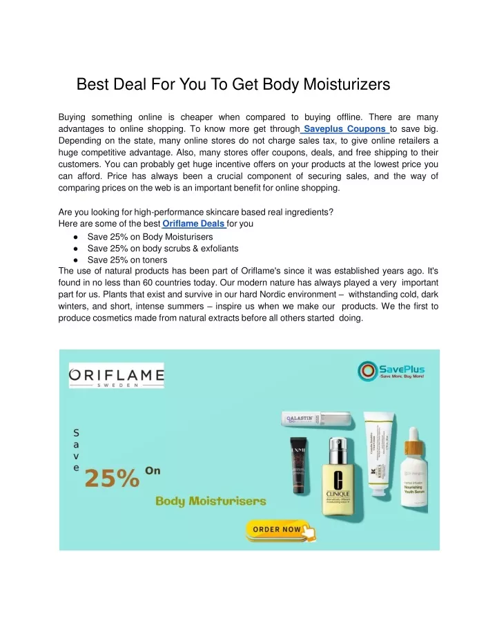 best deal for you to get body moisturizers