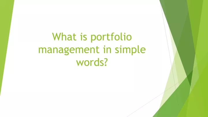 what is portfolio management in simple words