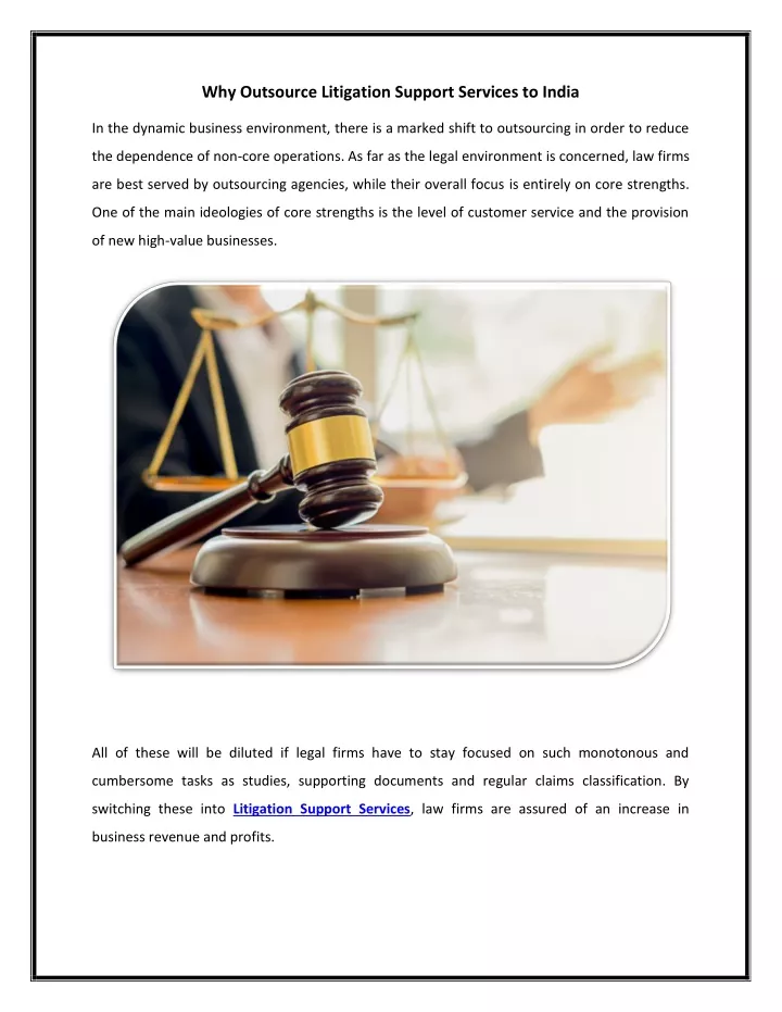 why outsource litigation support services to india