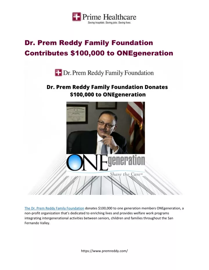 dr prem reddy family foundation contributes