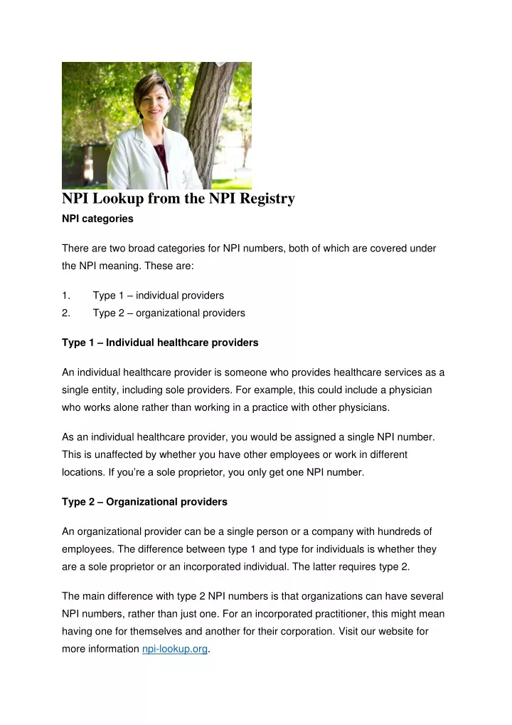 npi lookup from the npi registry