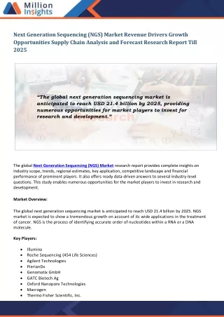 next generation sequencing ngs market revenue