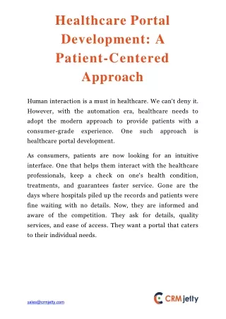 healthcare portal development a patient centered approach
