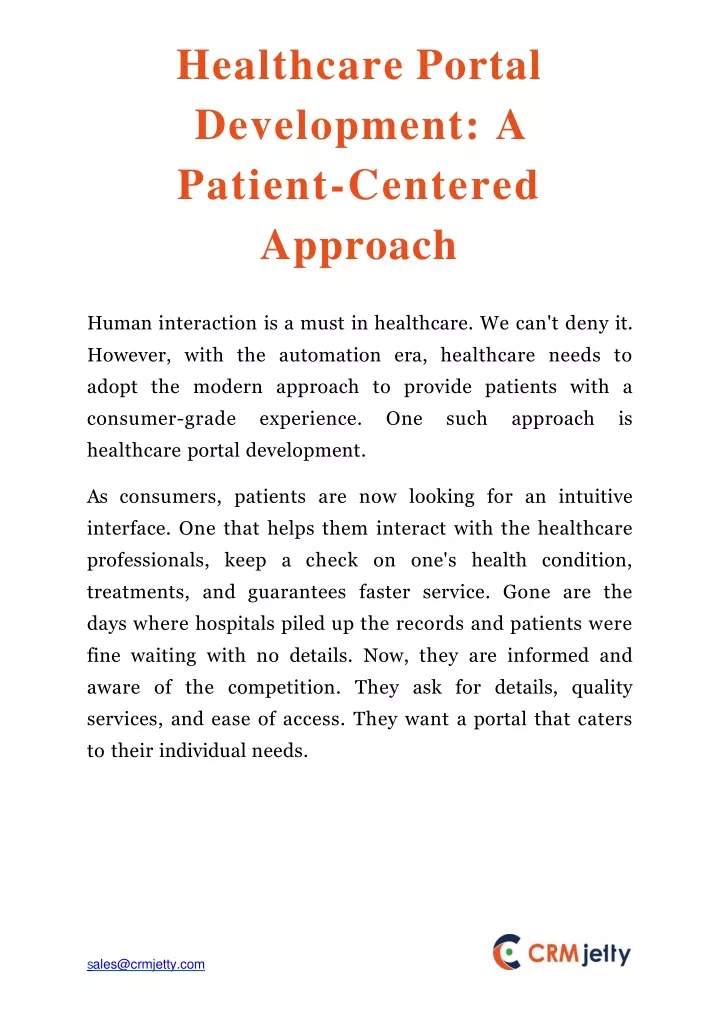 healthcare portal development a patient centered approach