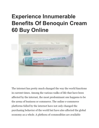 Benoquin Cream 60 Buy Online