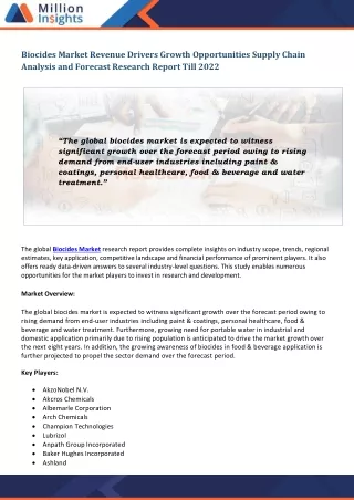 biocides market revenue drivers growth