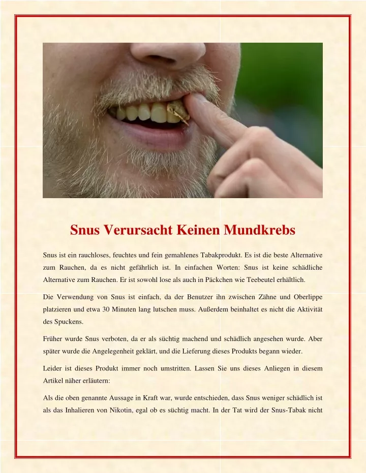 snus verursacht keinen mundkrebs