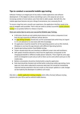 tips to conduct a successful mobile app testing