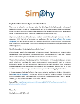 Key Features To Look For In Physics Simulation Software