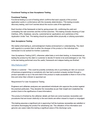 functional testing vs user acceptance testing