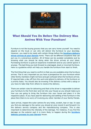 What Should You Do Before The Delivery Man Arrives With Your Furniture