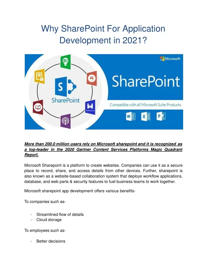 why sharepoint for application development in 2021