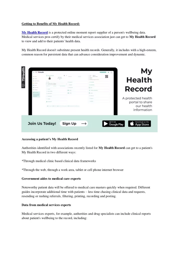 getting to benefits of my health record my health