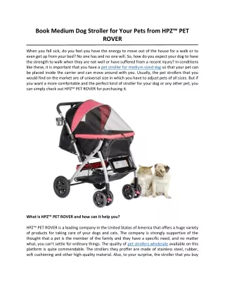 Book Medium Dog Stroller for Your Pets from HPZ™ PET ROVER