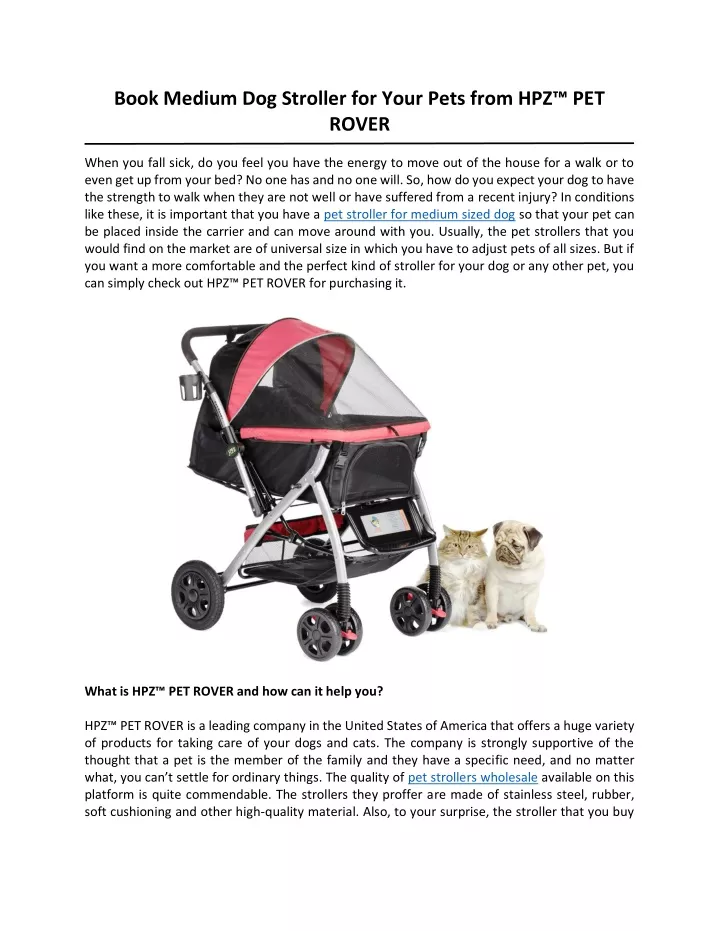 book medium dog stroller for your pets from