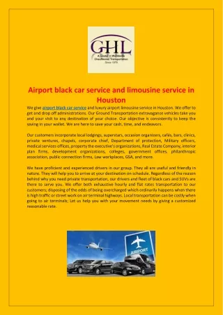 Airport black car service and limousine service in Houston
