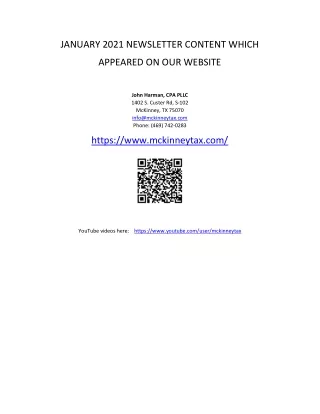 january 2021 newsletter content which