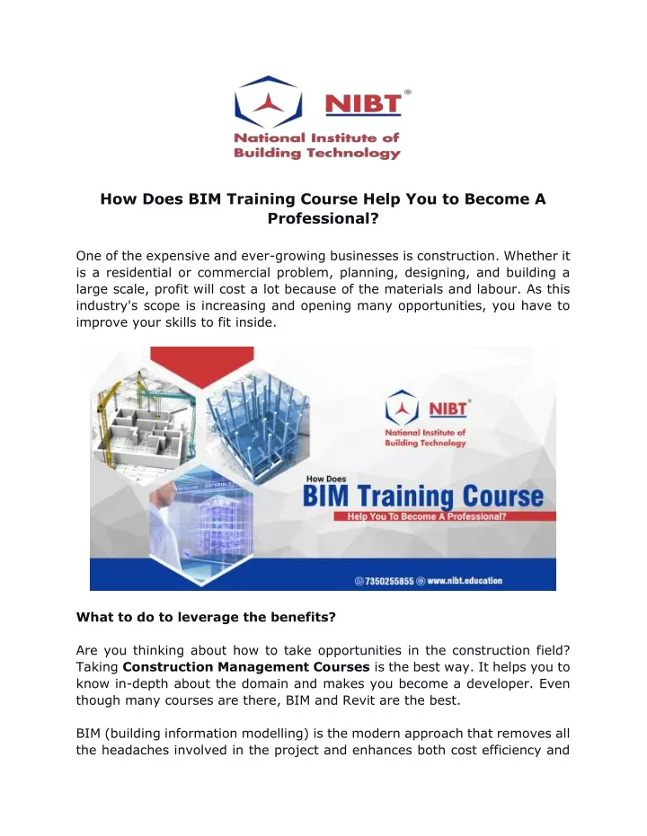 how does bim training course help you to become